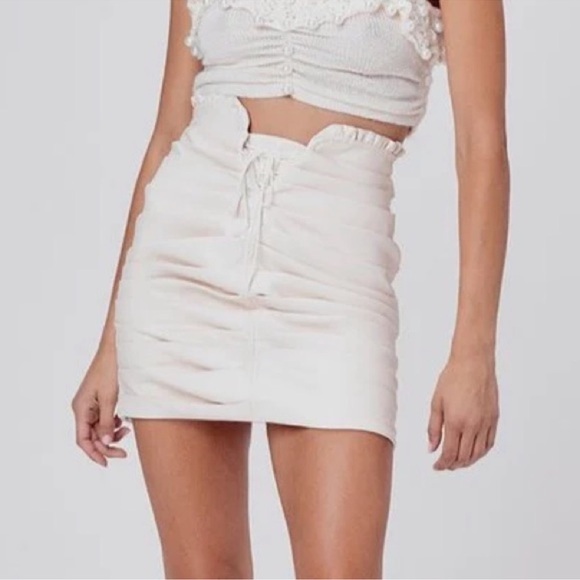 For Love and Lemons Lace Up Mini Skirt Size Small Color Cream - Picture 2 of 7